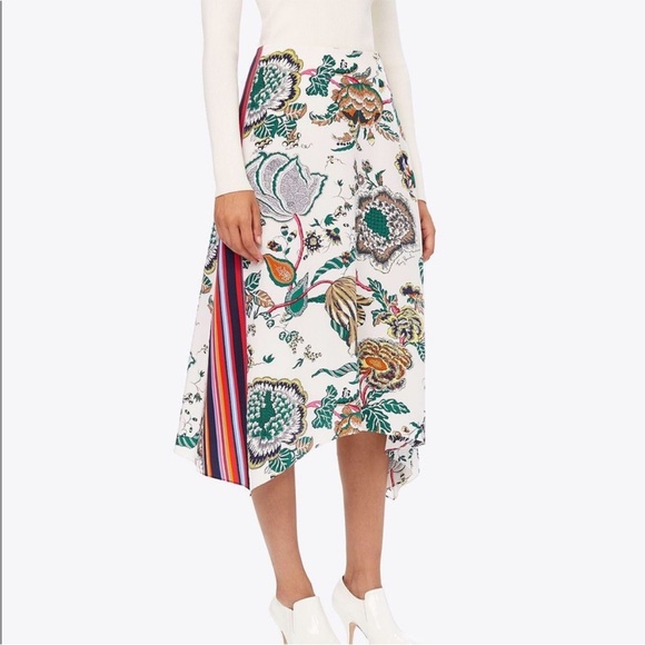 Tory Burch 100% Silk Marie Happy Times Skirt Floral Handkerchief Asymmetrical - Picture 15 of 15